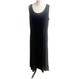 Travel Smith Maxi Dress Black Acetate Knit Sleeveless Scoop Neck Size Large